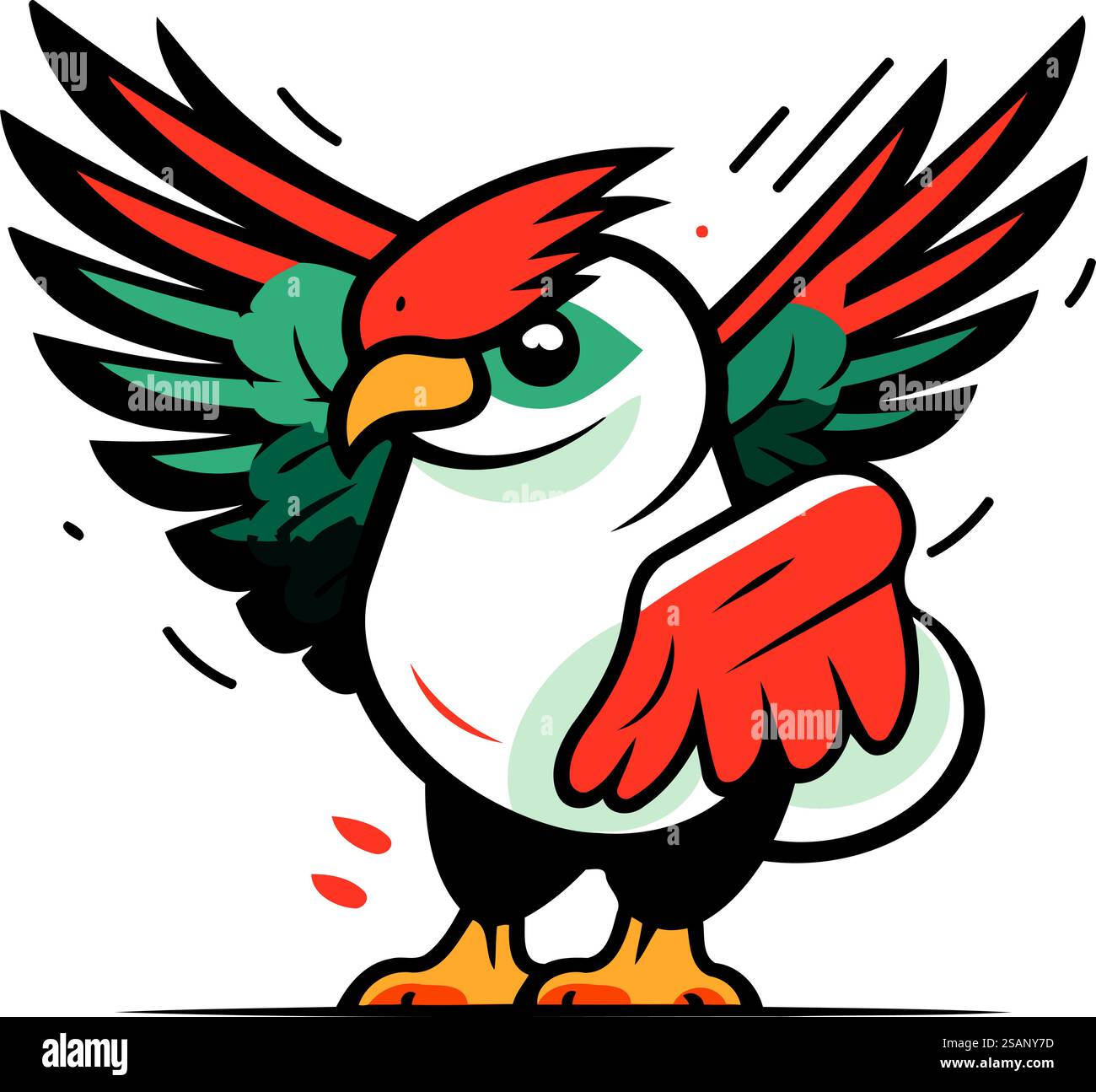 Mascotte de dessin animé Eagle. Illustration vectorielle d'un oiseau avec des ailes déployées. Illustration de Vecteur