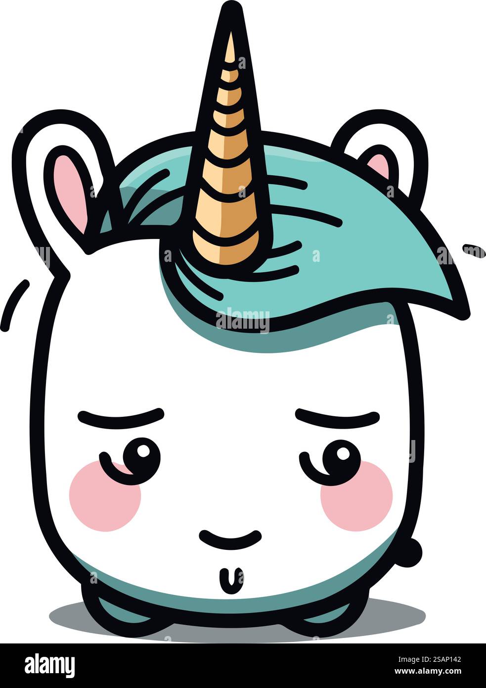 Mignon personnage de dessin animé licorne. Illustration vectorielle isolée sur fond blanc. Illustration de Vecteur