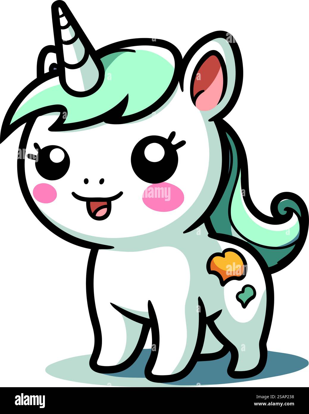 Mignon personnage de dessin animé licorne. Illustration vectorielle isolée sur fond blanc. Illustration de Vecteur