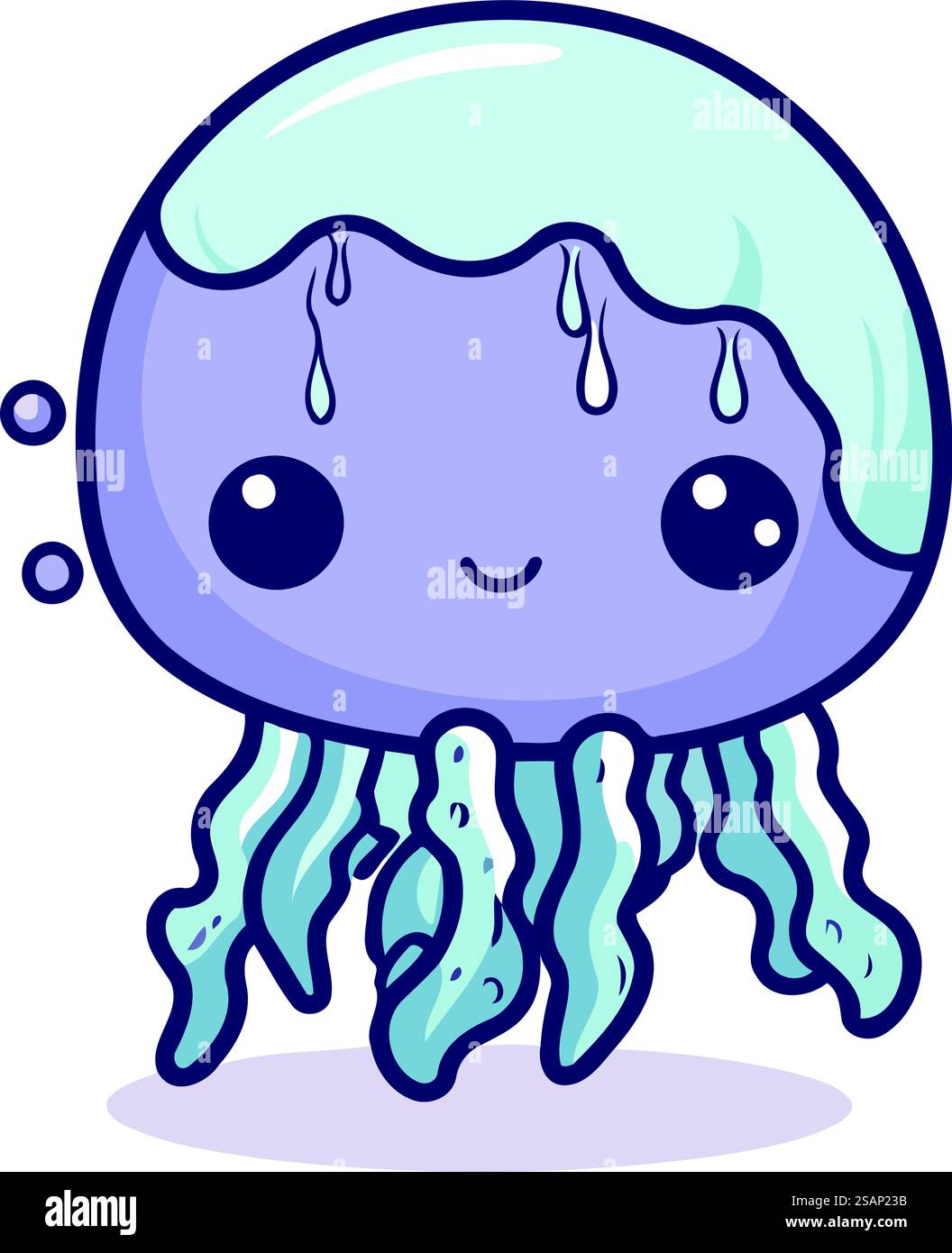 mignon jellyfish kawaii dessin animé illustration vectorielle conception graphique. Illustration de Vecteur