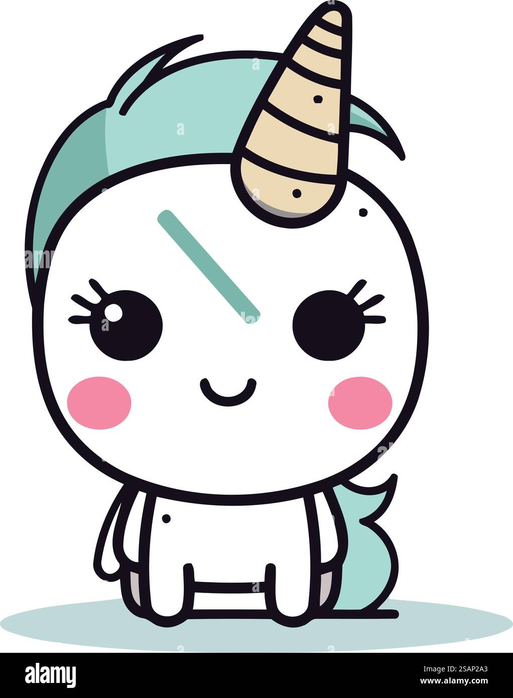Illustration vectorielle de personnage de dessin animé licorne mignon. Mignonne petite licorne. Illustration de Vecteur