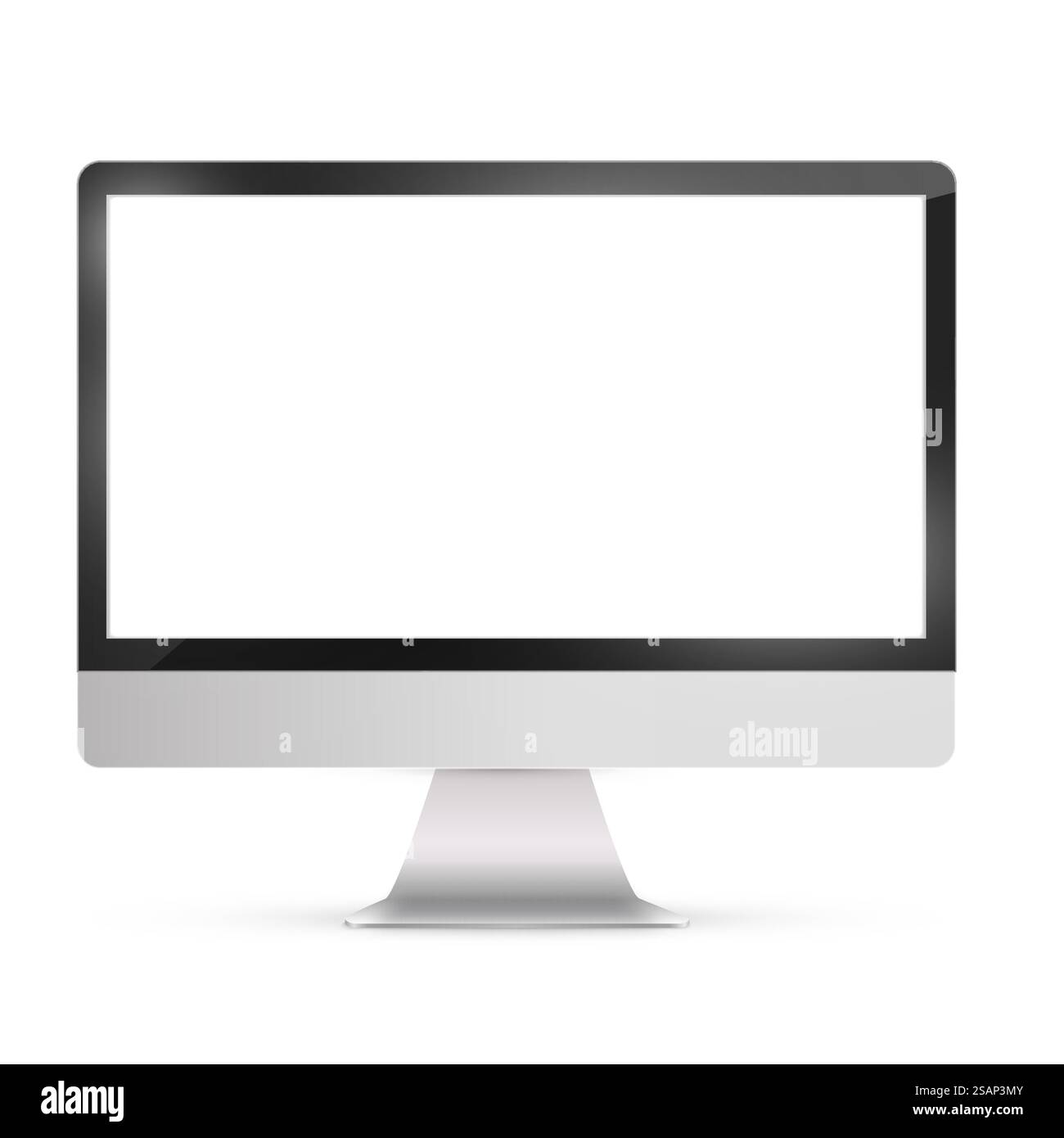 Moniteur abstrait. Couleur argent avec écran tactile noir vierge. Isolé sur fond blanc. Maquette réaliste. Illustration vectorielle. moniteur abstrait dans la couleur noire de style imac avec scre tactile vierge Illustration de Vecteur