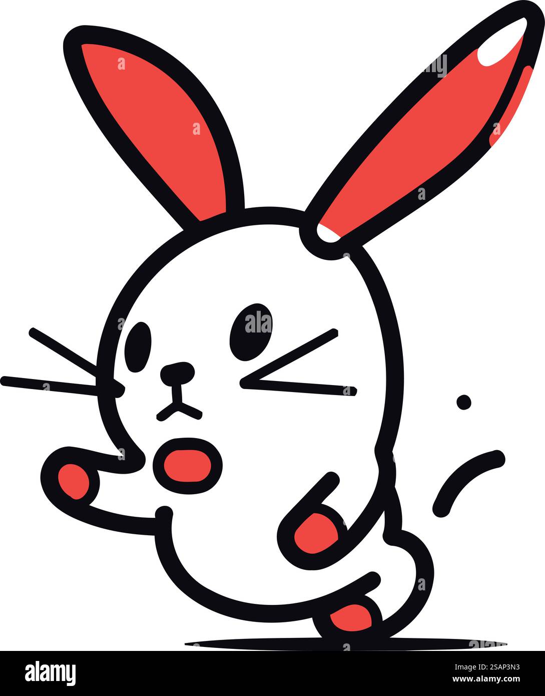 Mignon lapin de dessin animé. Illustration vectorielle dans le style doodle. Illustration de Vecteur