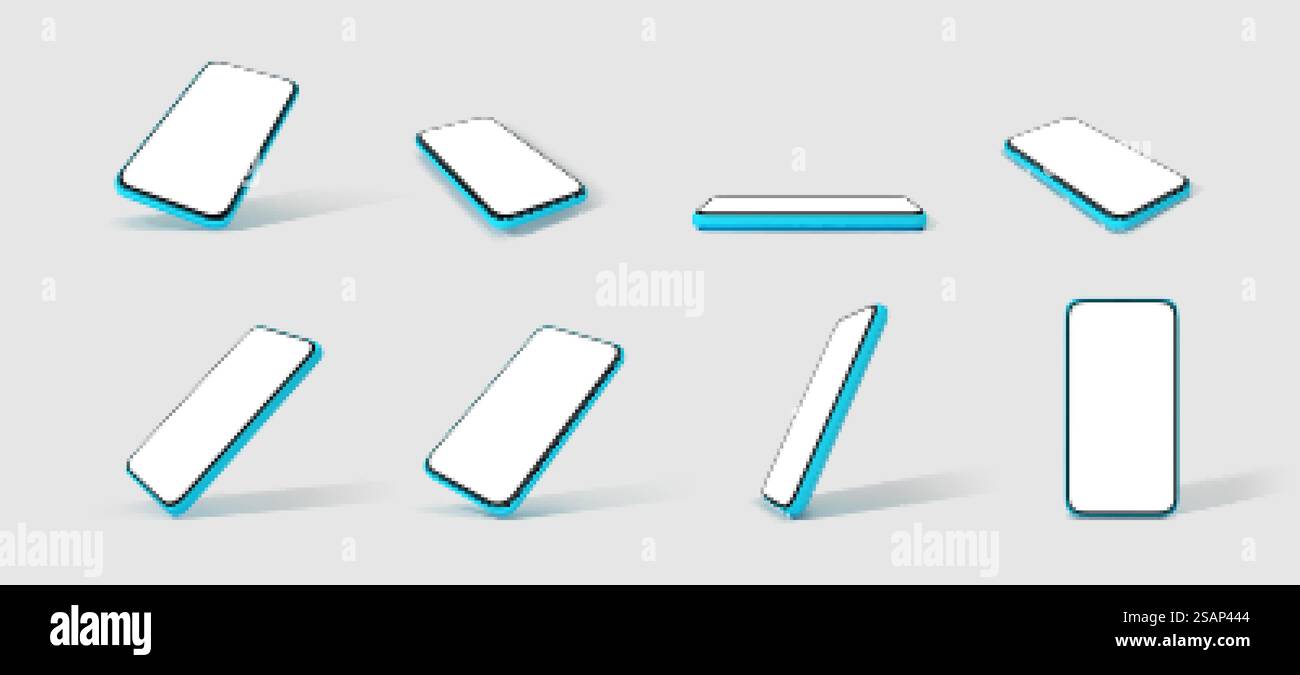 Smartphones Vector 3d dans un style minimaliste. Maquette de smartphone moderne avec écran vierge. Illustration de Vecteur