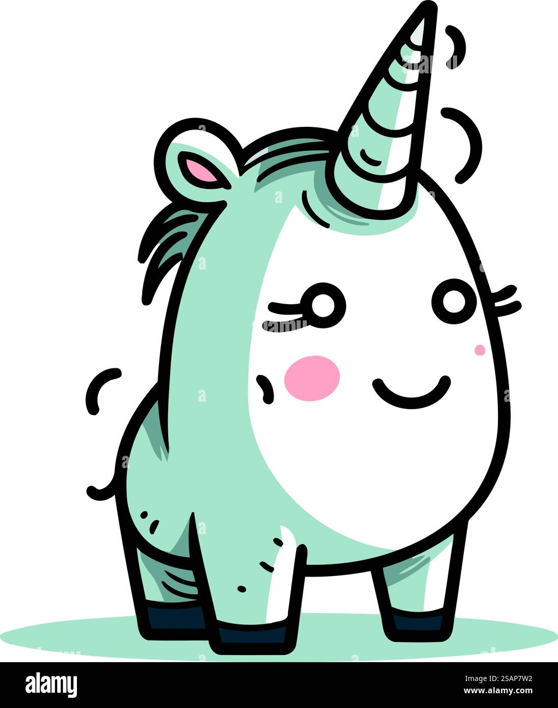 Illustration vectorielle de dessin animé de Unicorn mignon. Isolé sur fond blanc Illustration de Vecteur