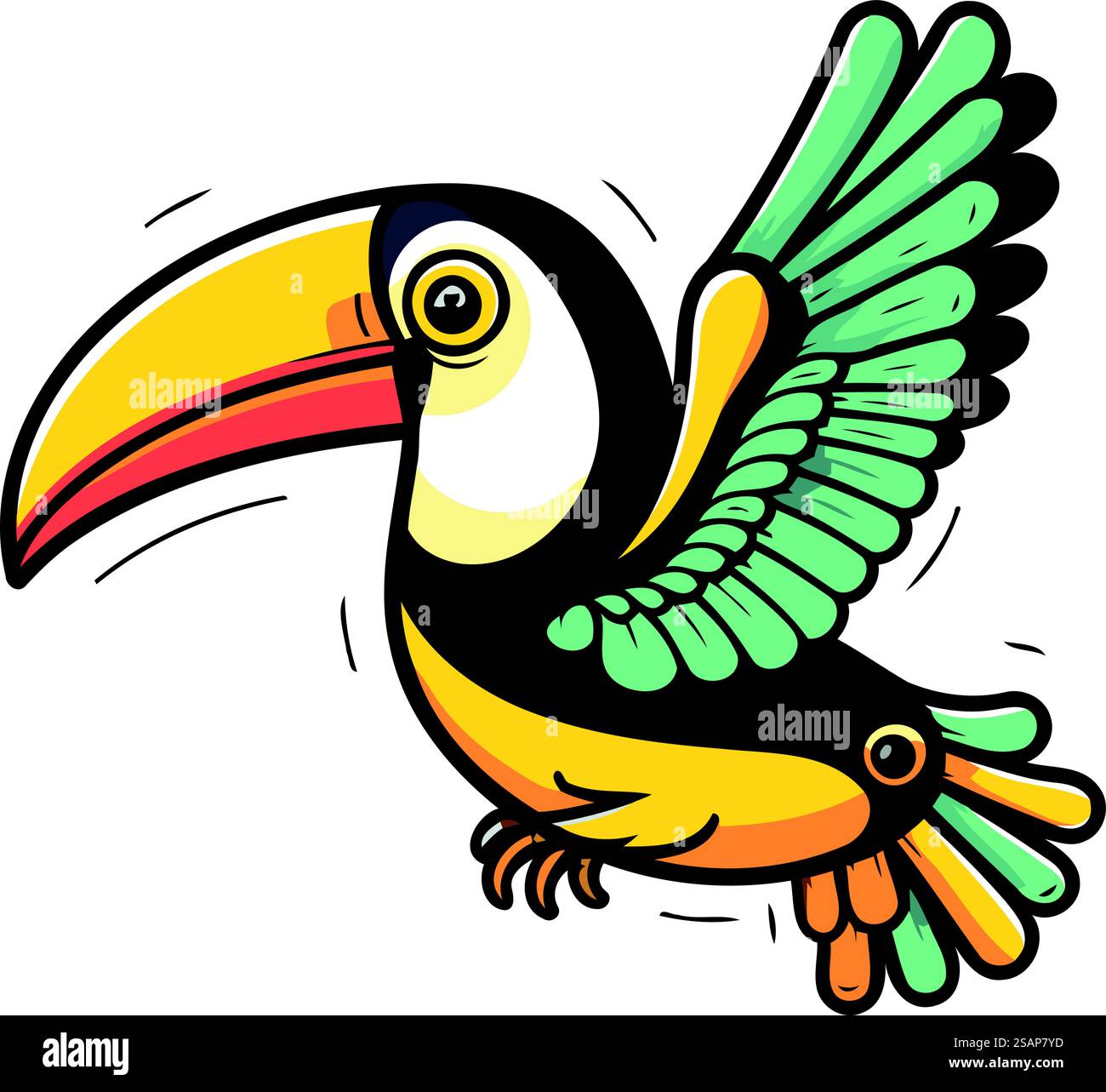 Illustration vectorielle de dessin animé d'oiseau Toucan isolé sur un fond blanc. Illustration de Vecteur