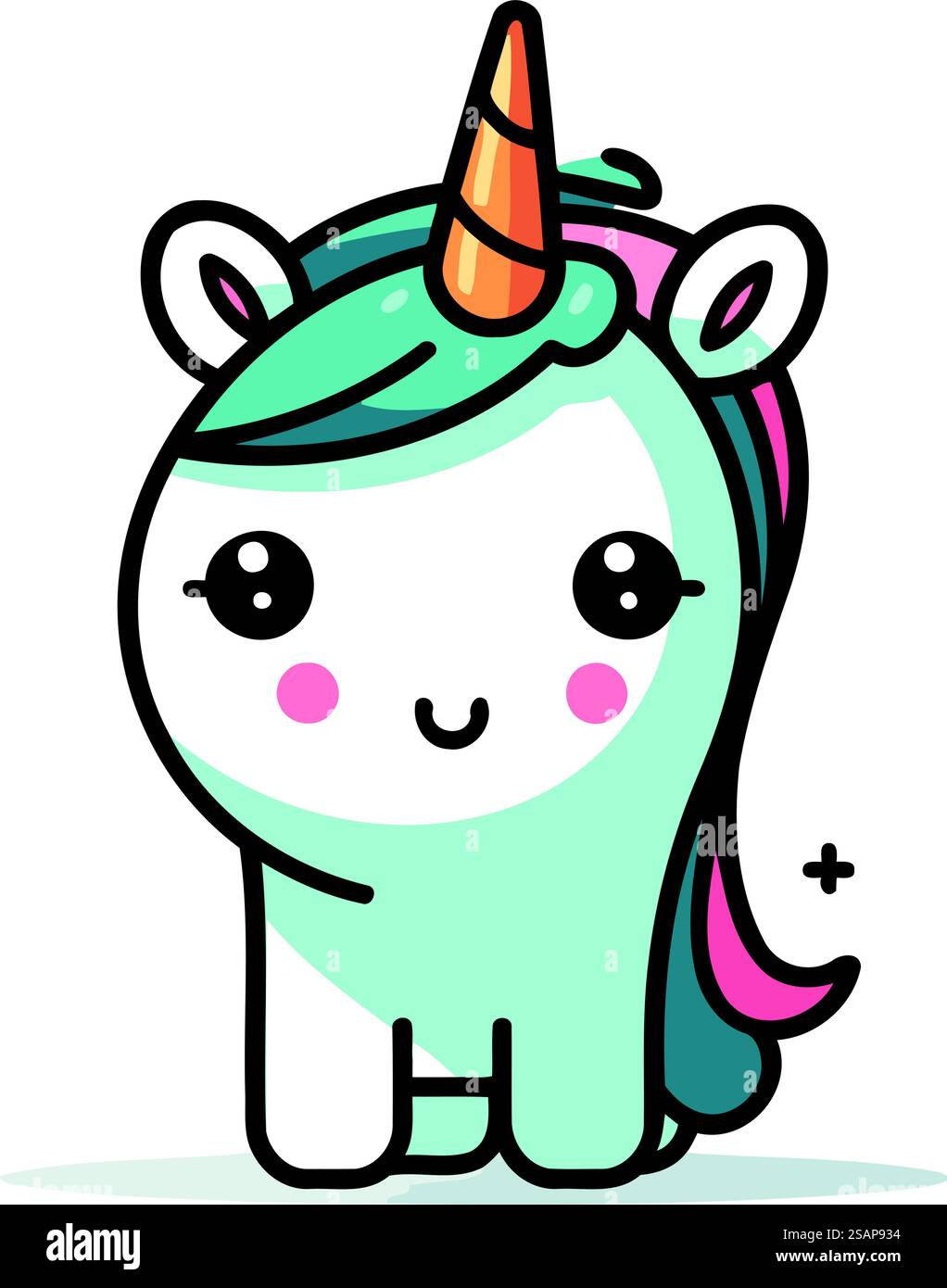 Jolie licorne. Illustration vectorielle dans le style de bande dessinée. Isolé sur fond blanc. Illustration de Vecteur