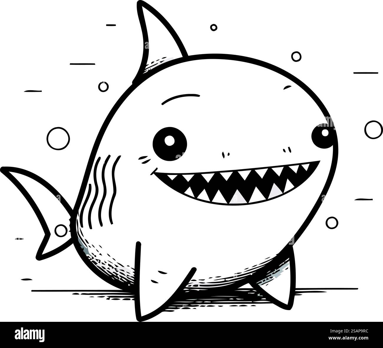 Mignon requin de dessin animé. Illustration vectorielle dans le style doodle. Illustration de Vecteur