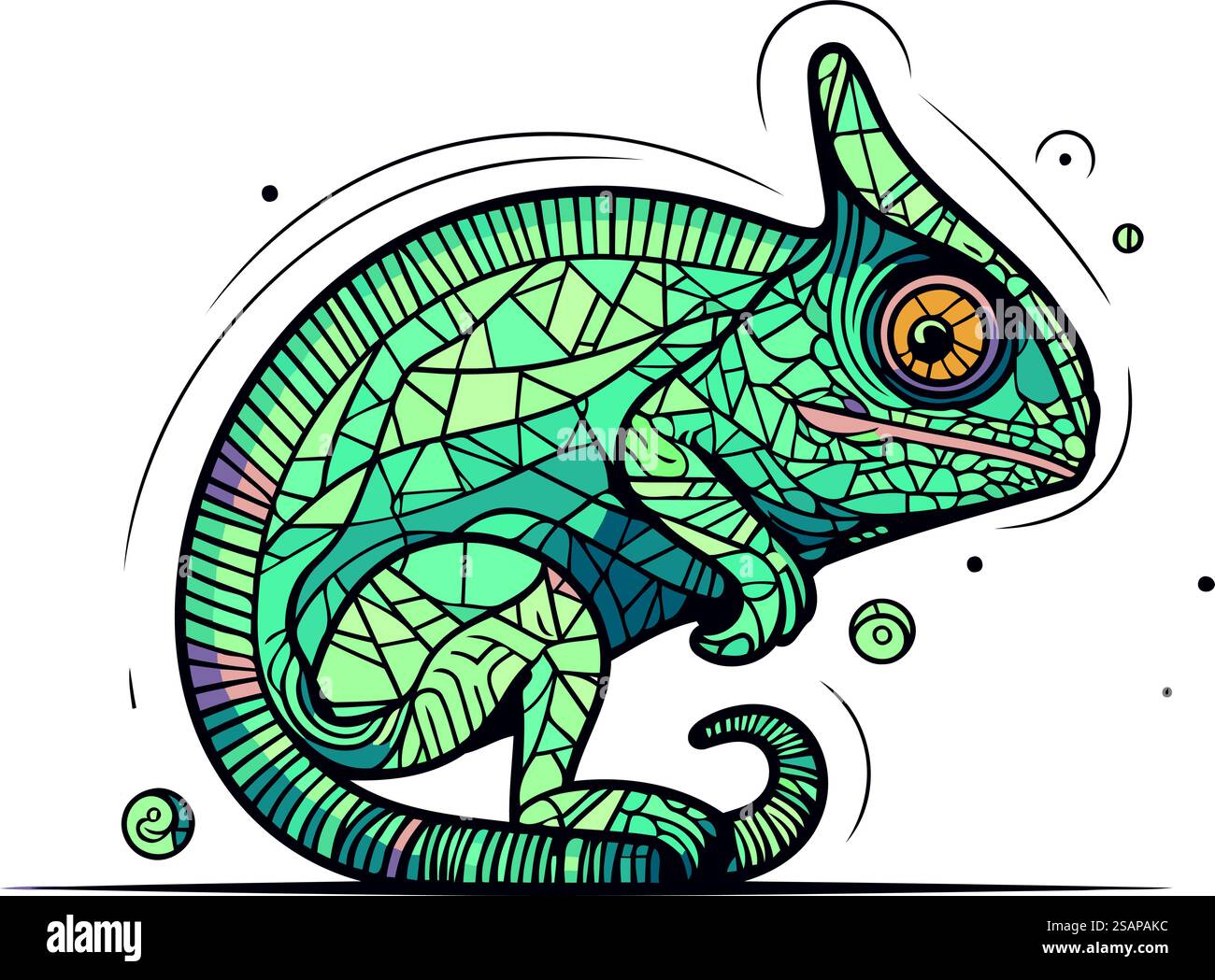 Caméléon dans le style du vitrail. Illustration vectorielle. Illustration de Vecteur