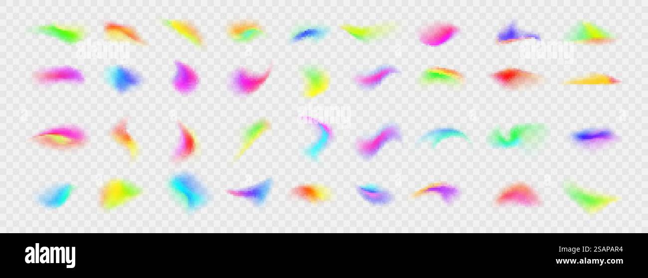 Dégradé abstrait avec effet de flou. Collection de formes floues multicolores. Dégradés de couleurs floues doux et éclatants. Ensemble de coups de pinceau multicolores flous. Illustration vectorielle Illustration de Vecteur