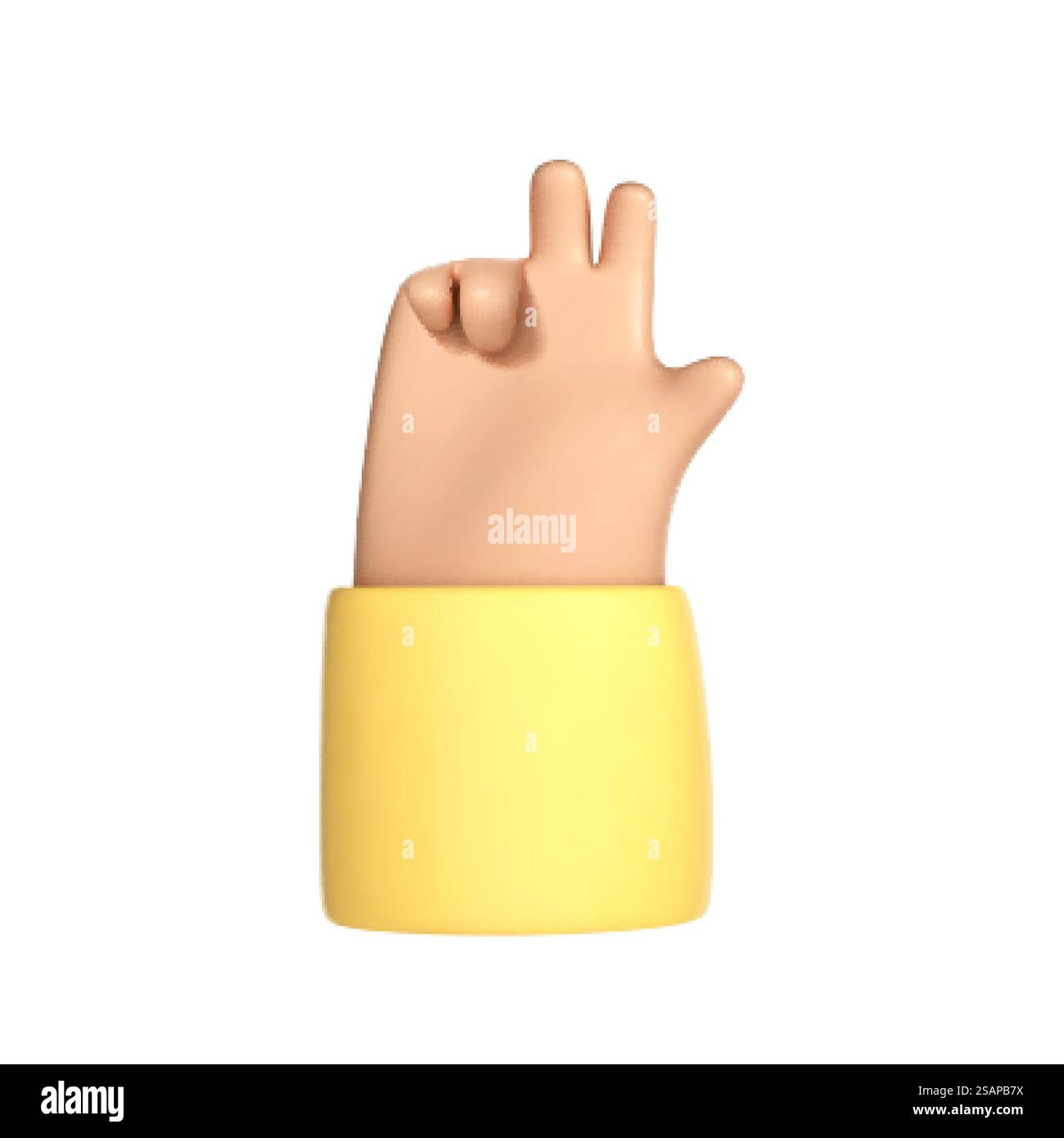 Cartoon main 3d faisant geste de paix ou signe de victoire isolé sur fond blanc. Main de personnage de dessin animé montrant deux doigts.Vector illustration 3D. Illustration de Vecteur