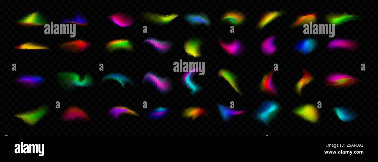 Dégradés abstraits avec effet de flou. Collection de formes floues multicolores. Dégradés de couleurs floues doux et éclatants. Ensemble de coups de pinceau multicolores flous. Illustration vectorielle Illustration de Vecteur