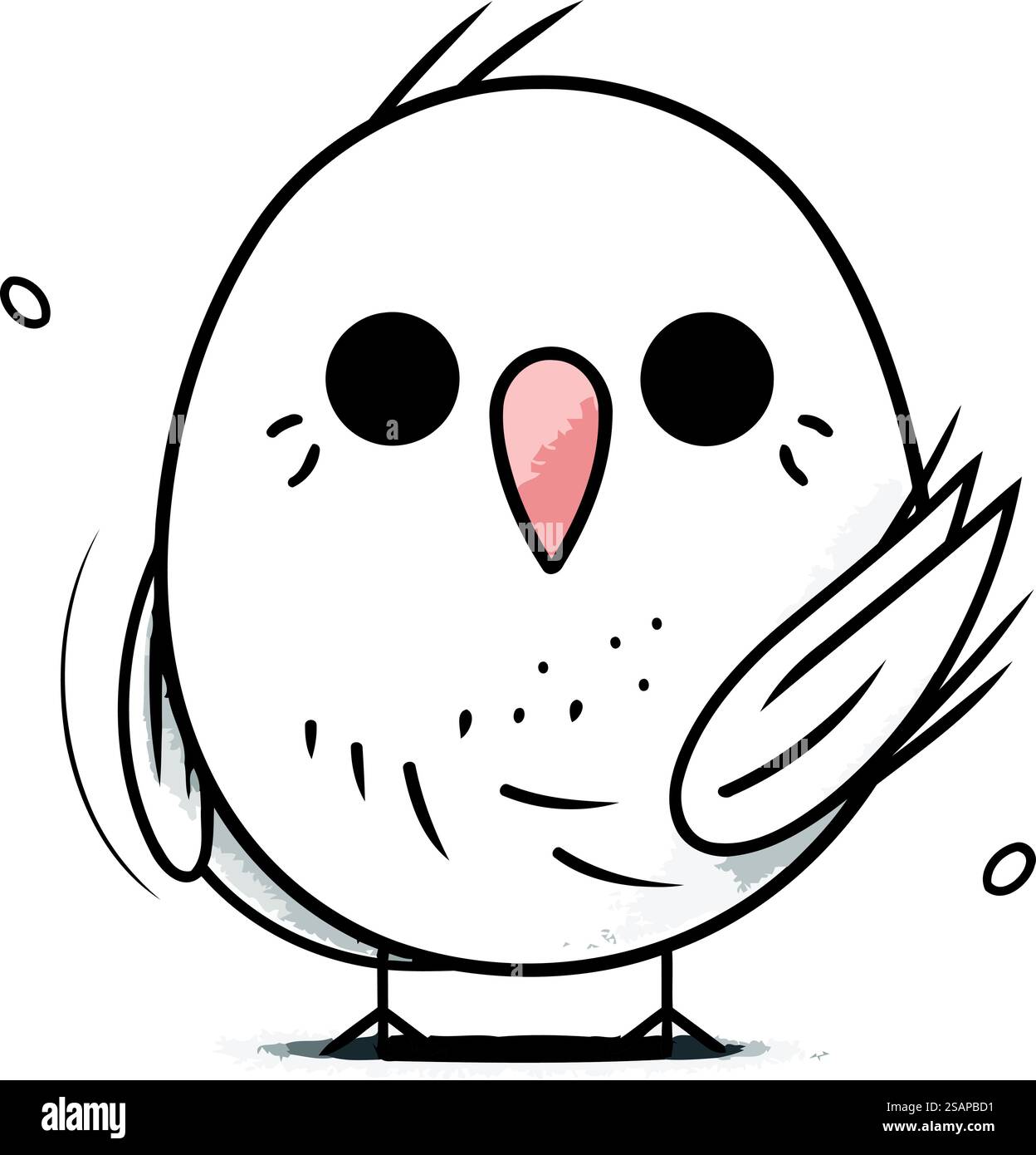 Dessin animé doodle d'un hibou blanc sur un fond blanc Illustration de Vecteur