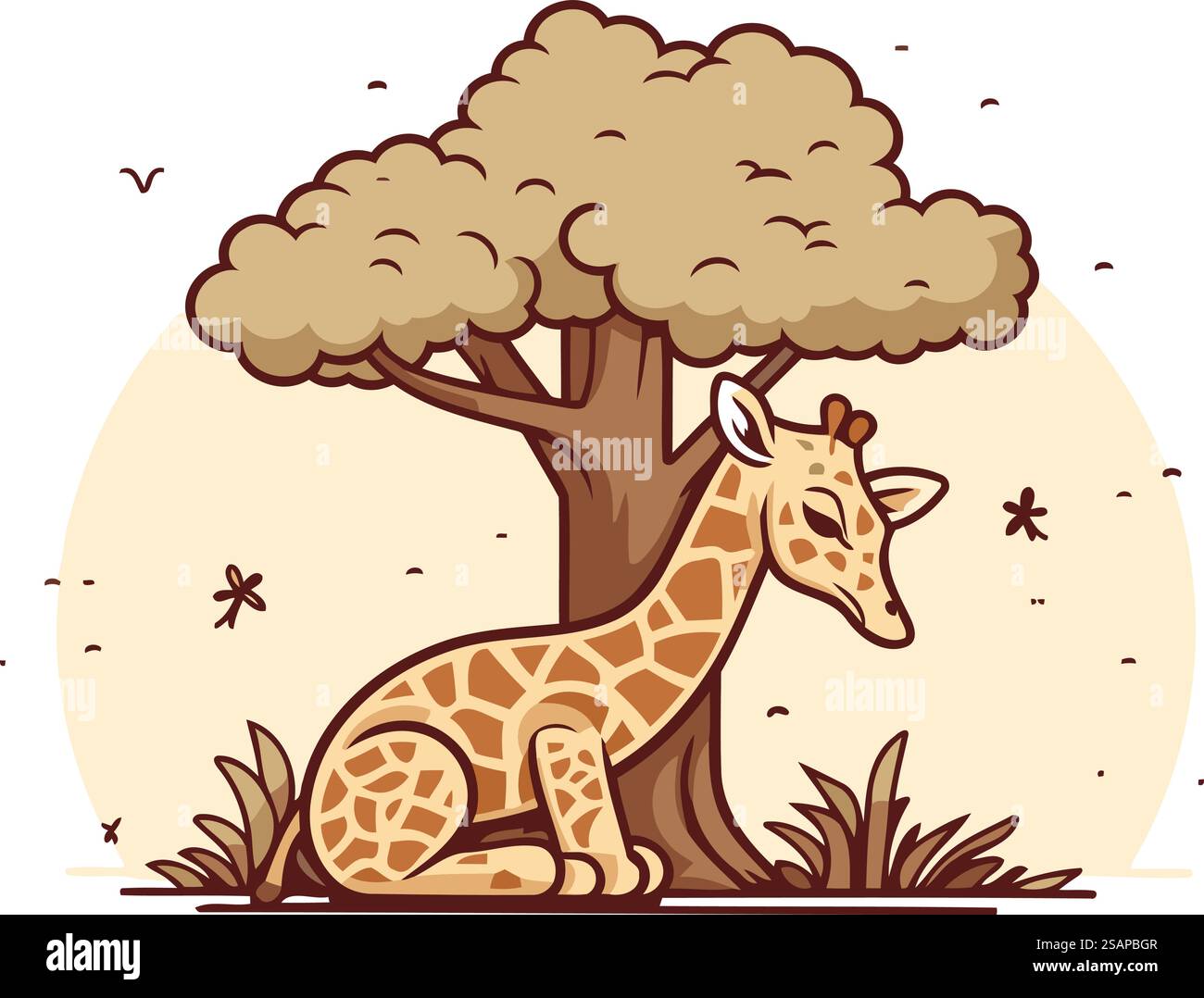 Girafe assise sur un arbre. Illustration vectorielle dans le style de bande dessinée. Illustration de Vecteur Girafe assise sur un arbre. Illustration vectorielle dans le style de bande dessinée. Illustration de Vecteur