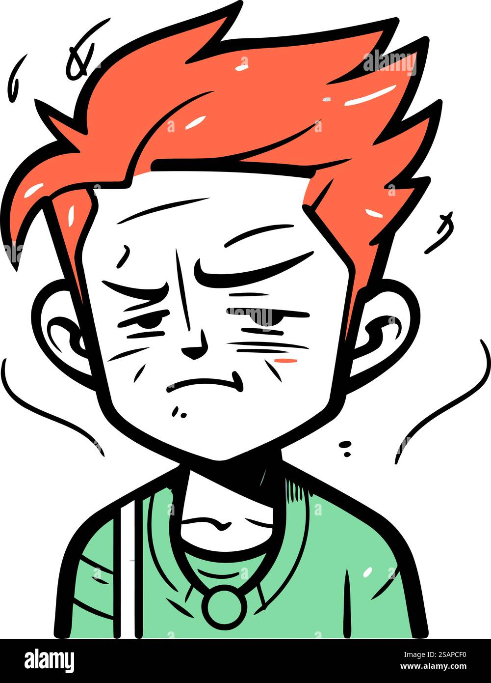 Homme en colère avec les cheveux roux. Illustration vectorielle dans le style de bande dessinée. Illustration de Vecteur