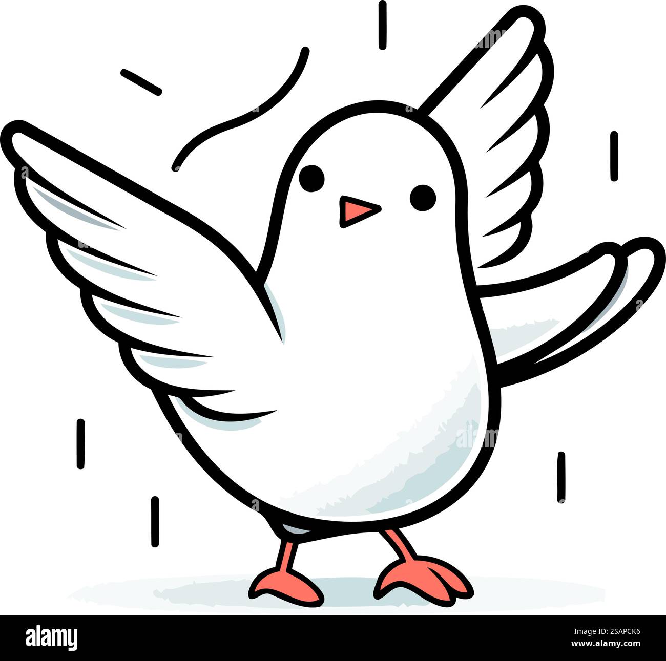 Mignon colombe blanche volant. Illustration vectorielle de dessin animé doodle. Illustration de Vecteur
