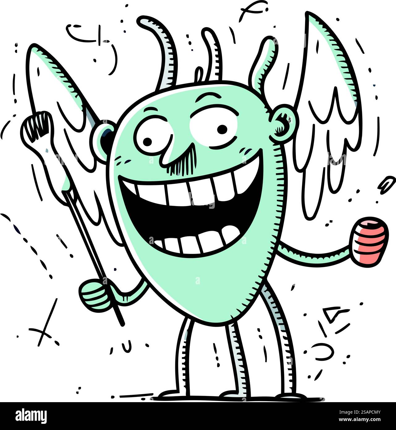 Monstre de dessin animé drôle avec des ailes. Illustration vectorielle de monstre drôle. Illustration de Vecteur