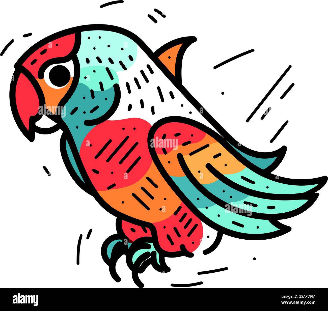 Icône colorée de perroquet doodle. Illustration vectorielle dessinée à la main Illustration de Vecteur
