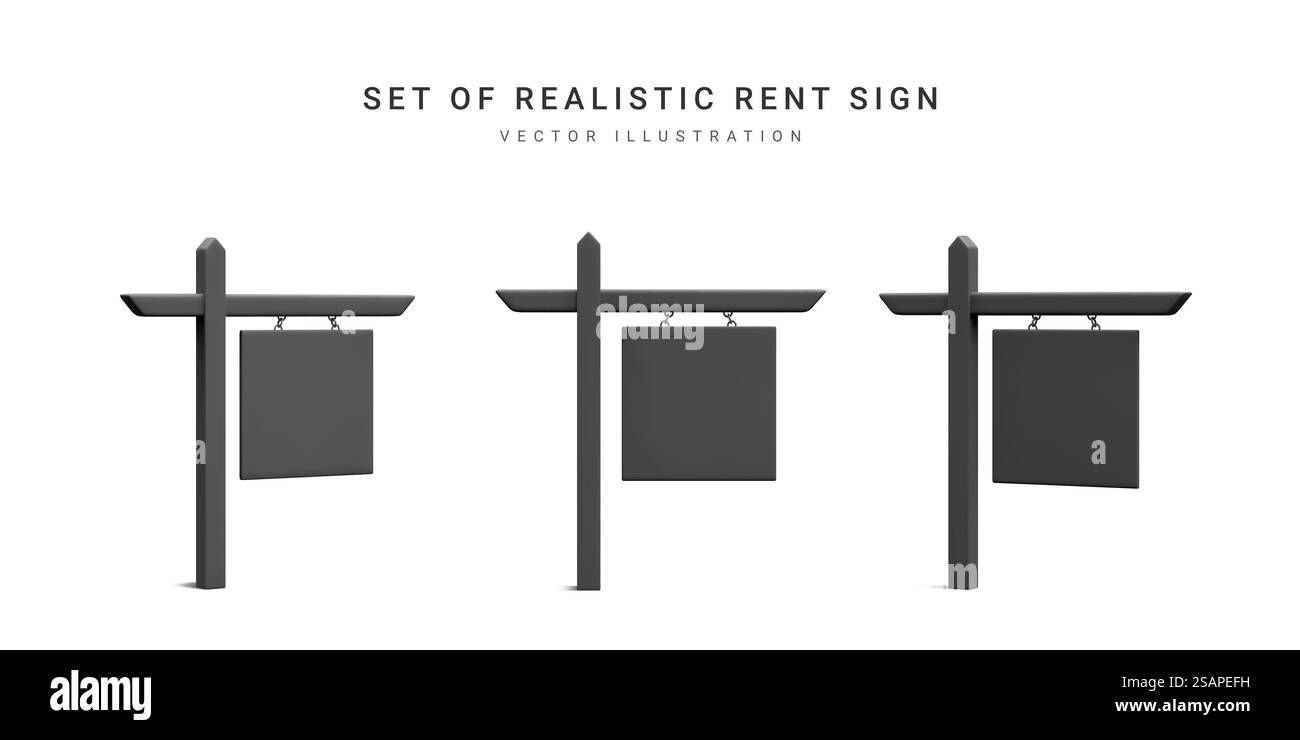 Ensemble de signe immobilier réaliste 3d isolé sur fond blanc. Illustration vectorielle. Illustration de Vecteur