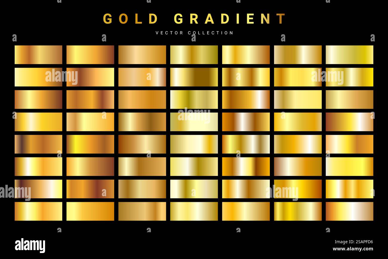 Ensemble de fond de texture de feuille d'or. Modèle dégradé doré, cuivre, laiton et métal. Illustration vectorielle. Illustration de Vecteur