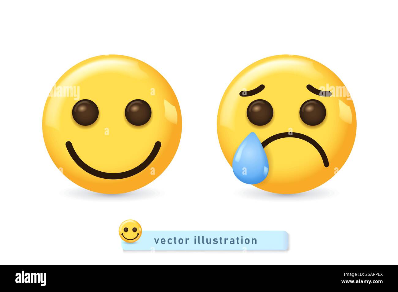 Émoticône réaliste jaune visage souriant, illustration vectorielle Illustration de Vecteur
