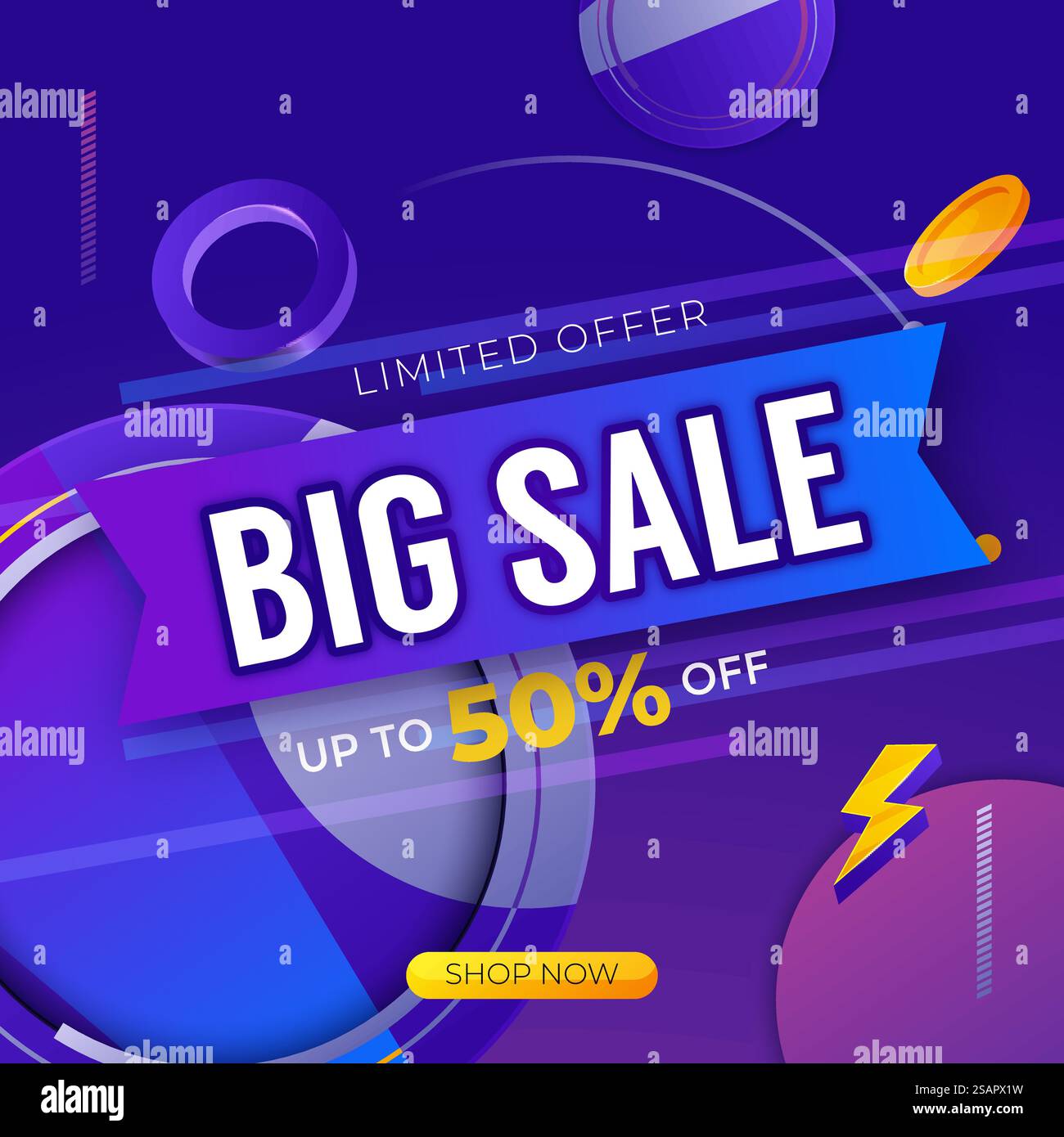Conception de modèle de bannière de grande vente pour le Web ou les médias sociaux. Illustration de Vecteur