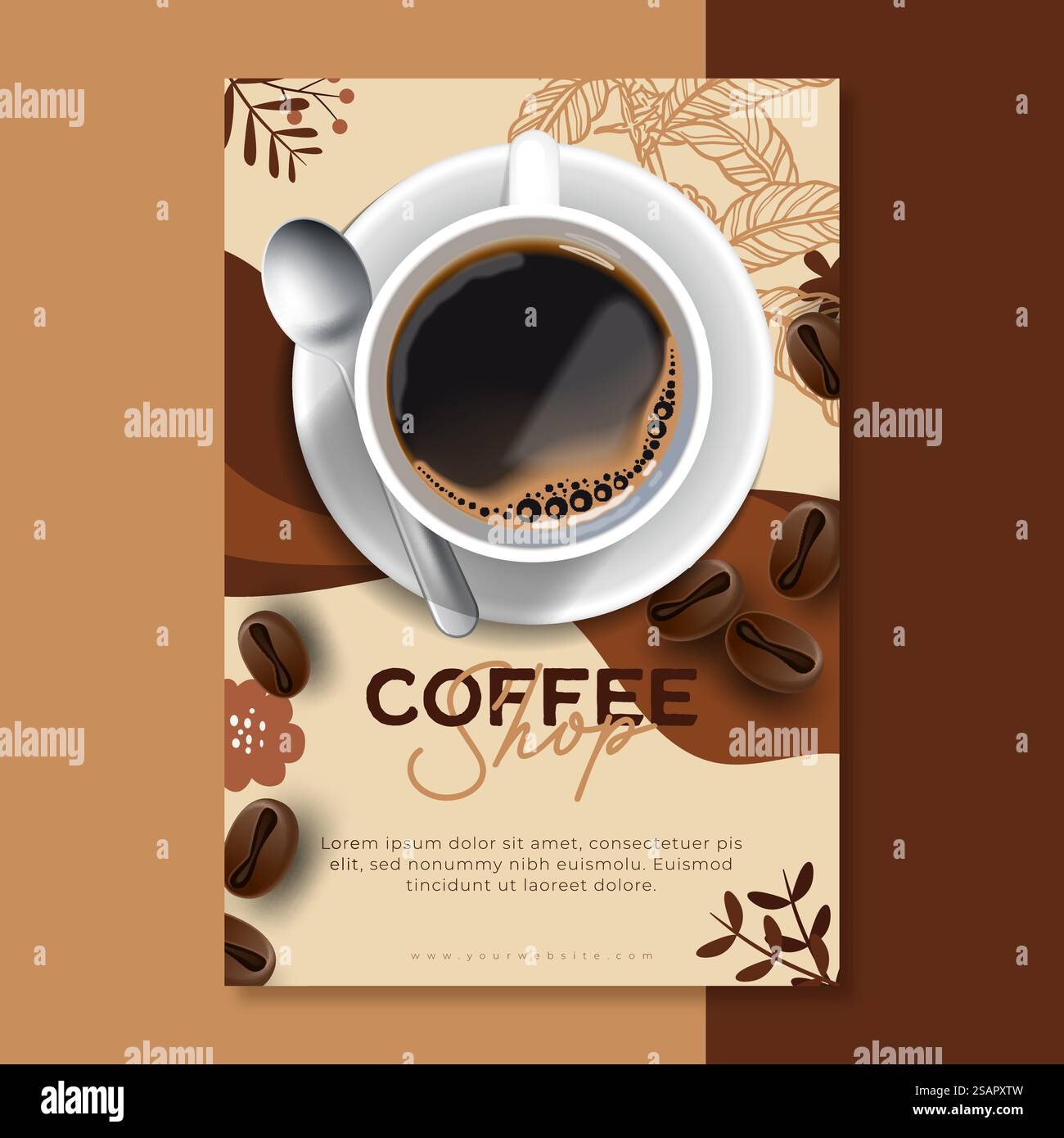 Dépliant vertical du café Illustration de Vecteur