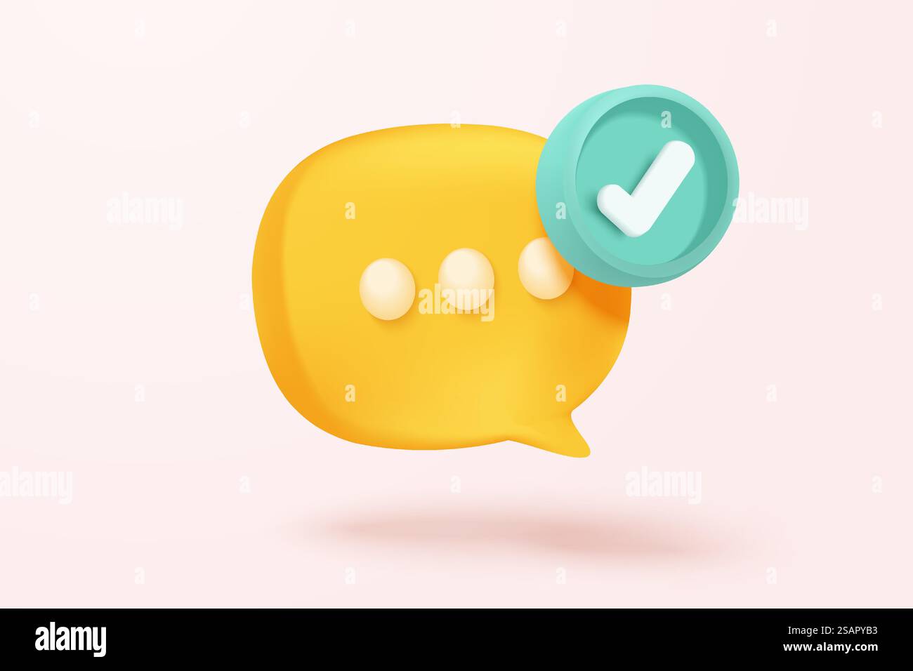 Symbole de bulles de parole 3D sur l'icône de médias sociaux isolé sur fond pastel. La mention du fil de commentaires ou la réponse de l'utilisateur signent avec les médias sociaux. vecteur d'icône de bulles de parole 3d avec illustration de rendu d'ombre Illustration de Vecteur