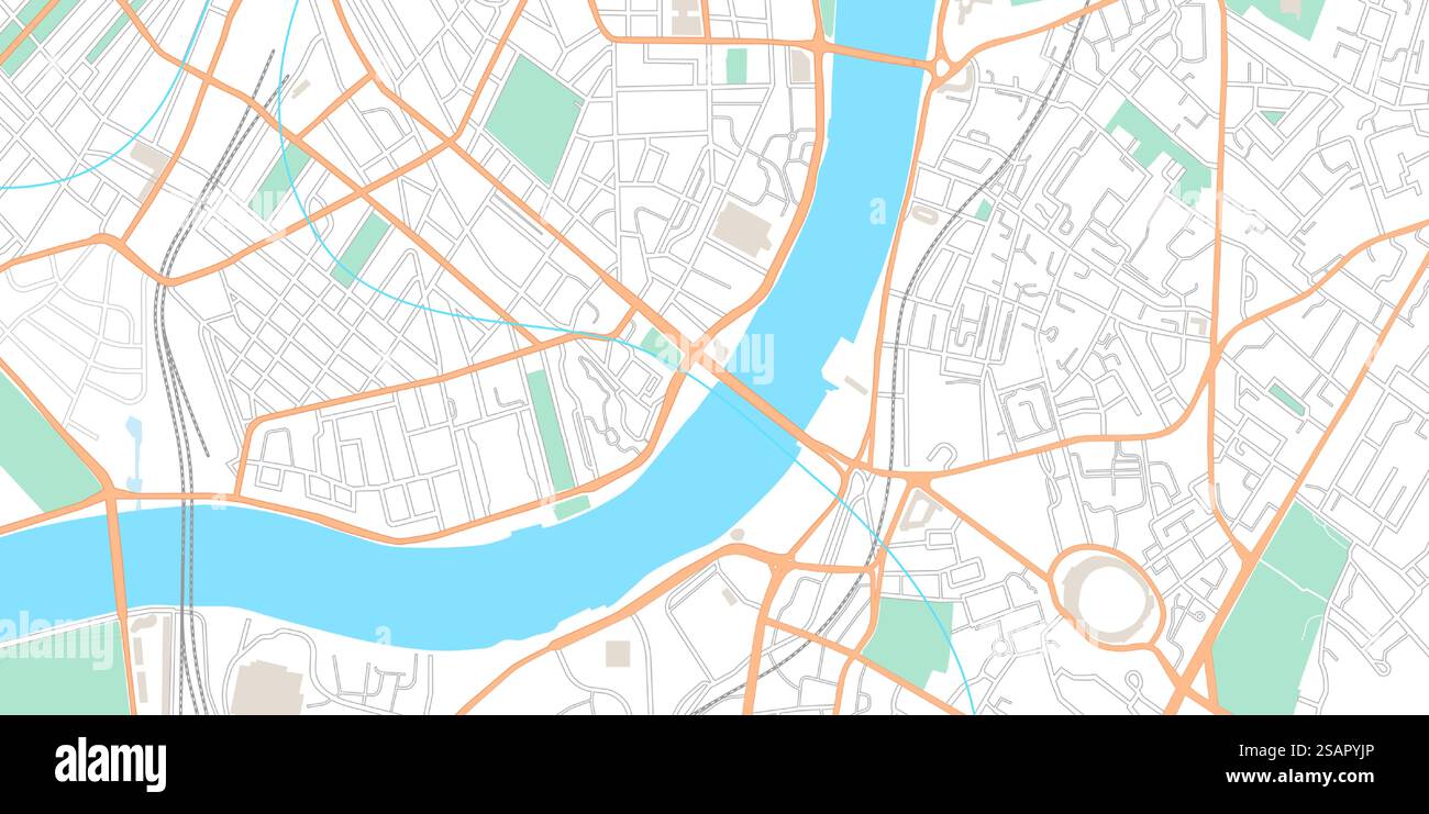 Plan de la ville. Centre urbain avec des blocs de rues et des parcs, plan topographique de la ville, maquette d'itinéraire GPS pour l'application de navigation. Vue de dessus du centre-ville des affaires avec fleuve et routes. Illustration vectorielle. Plan de la ville. Centre urbain avec rues et parcs, plan topographique de la ville, maquette d'itinéraire GPS pour l'application de navigation. Vue de dessus du centre-ville avec la rivière et le tracé des routes. Illustration vectorielle Illustration de Vecteur