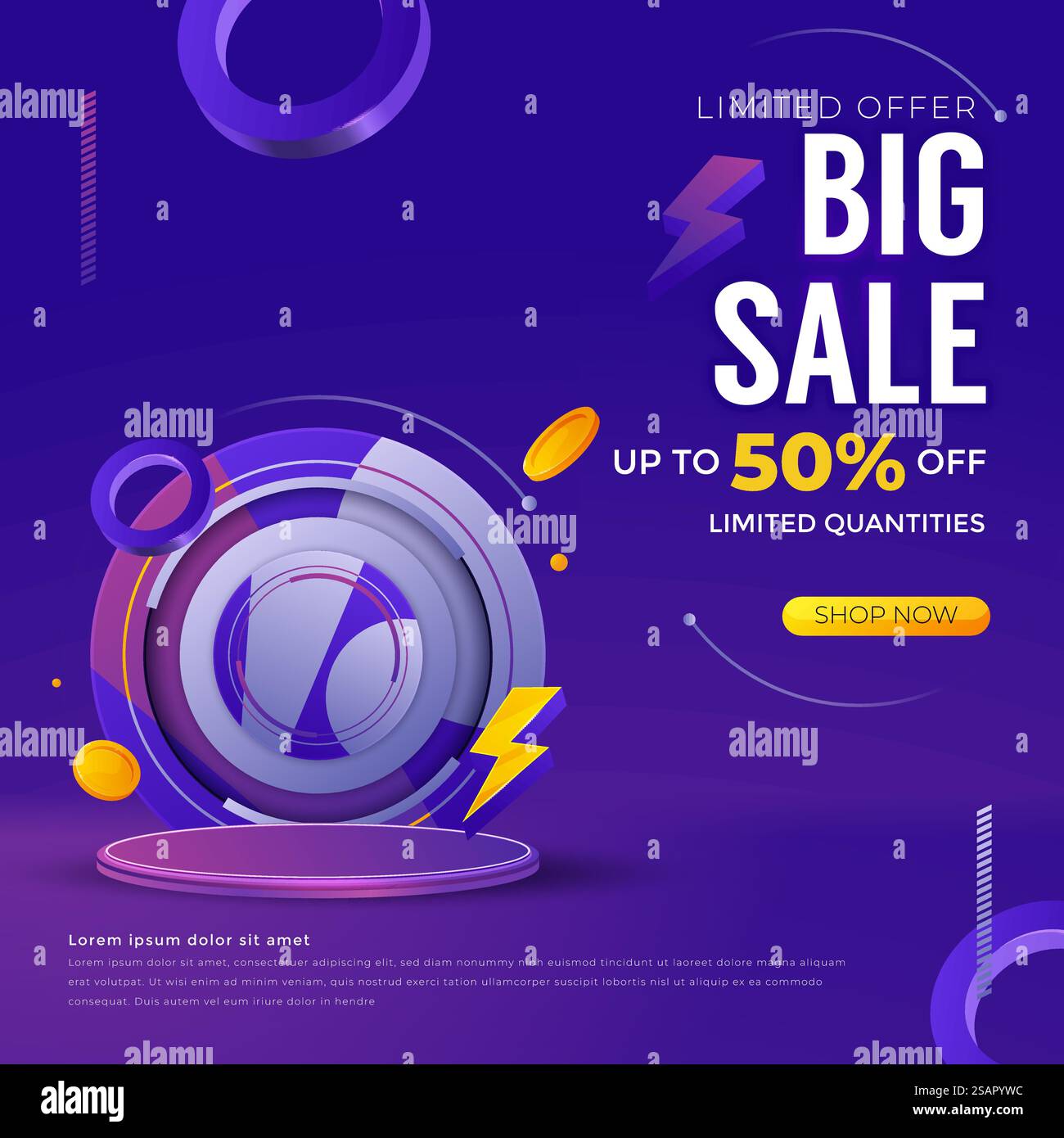 Conception de modèle de bannière de grande vente pour le Web ou les médias sociaux. Illustration de Vecteur