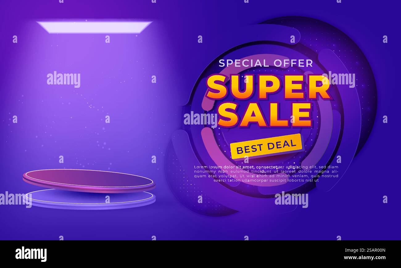 Super conception de modèle de bannière de vente pour le Web ou les médias sociaux. Illustration de Vecteur