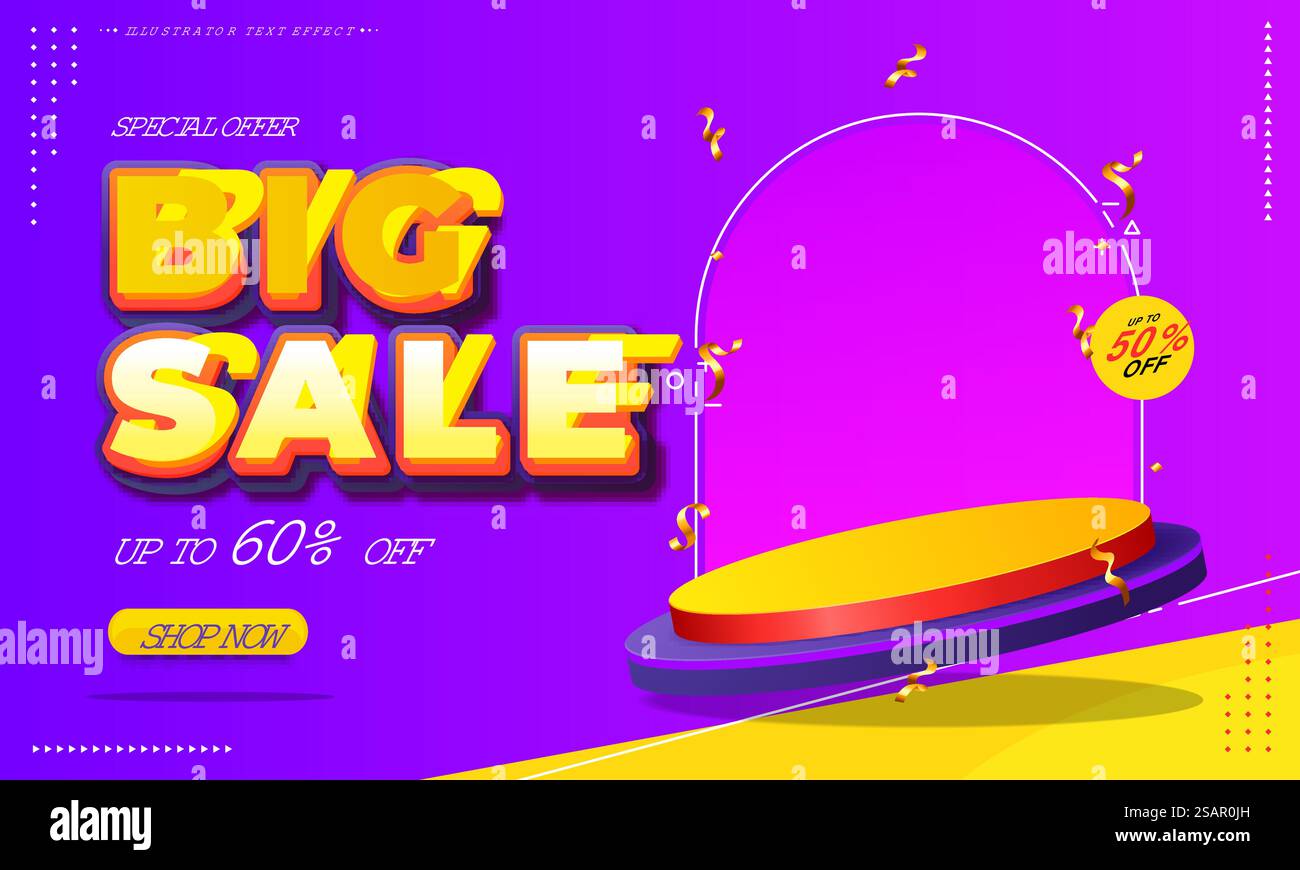 Conception de modèle de bannière de grande vente avec podium Illustration de Vecteur