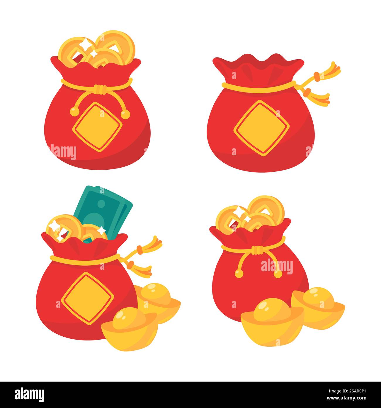 Enveloppe d'argent rouge chinoise pour offrir en cadeau aux enfants pendant le nouvel an chinois. Illustration de Vecteur