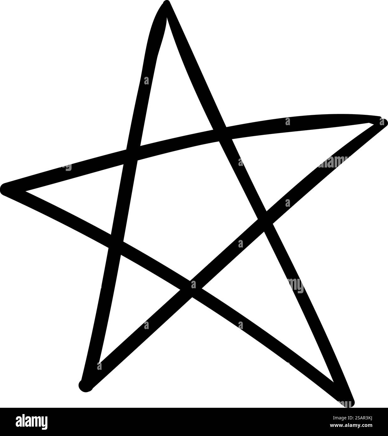 Dessin de doodle dessiné à la main par une étoile à cinq rayons isolé sur fond blanc. Dessin de doodle dessiné à la main par une étoile à cinq rayons Illustration de Vecteur