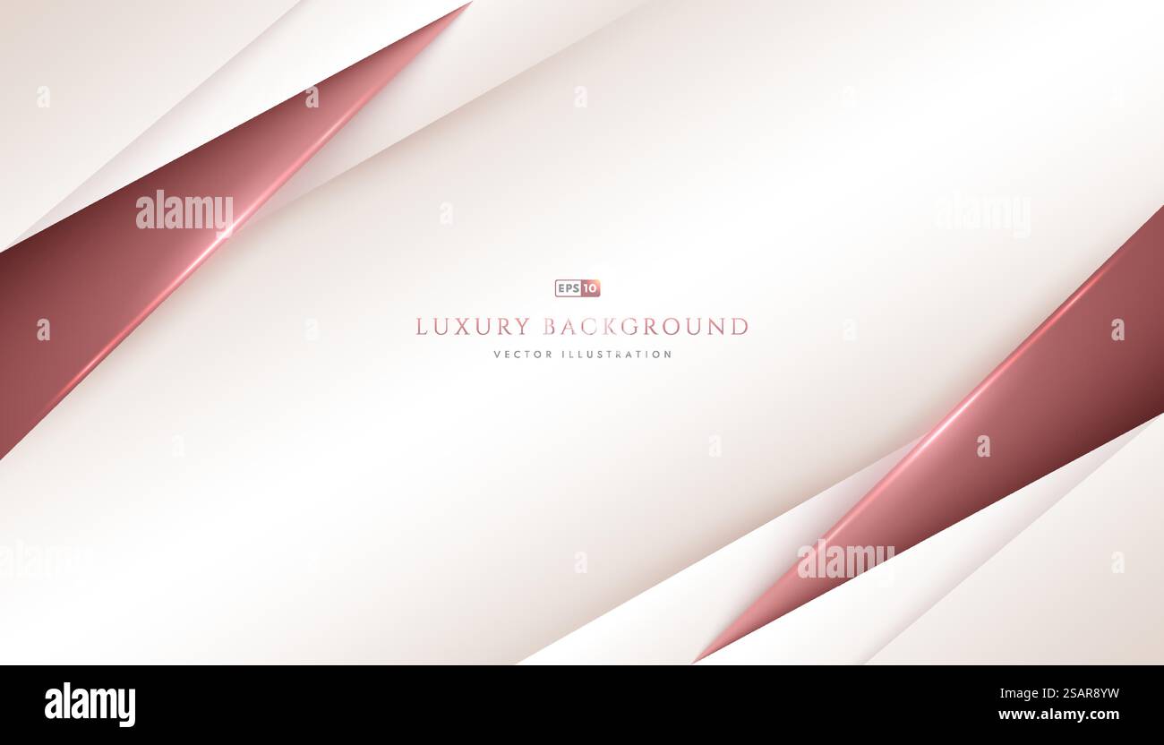 Abstrait rose or géométrique chevauchant sur fond de couleur blanc crème avec espace pour votre texte. Luxe et style élégant. Design de modèle moderne et minimal. Illustration vectorielle. Illustration de Vecteur