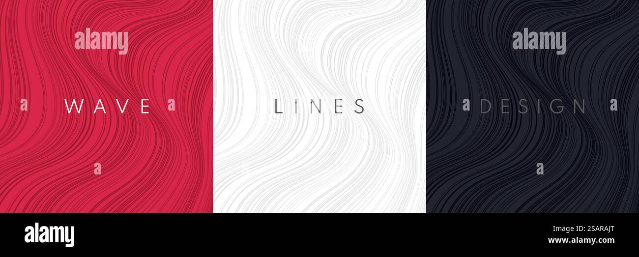 Ensemble de fond abstrait liquide dynamique rouge, blanc et noir vagues. Conception de collection de motifs de texture de marbre foncé fluide. Texture moderne à rayures ondulées. Luxe et style élégant. Vecteur EPS10 Illustration de Vecteur