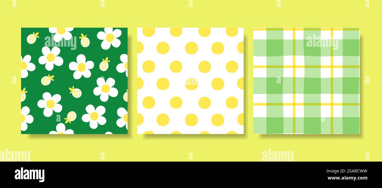 Ensemble de motifs sans couture, style dessiné à la main utilisé pour le tissu, le textile, l'impression, la carte, le papier d'emballage; fond d'écran et papier peint décoratif Illustration de Vecteur