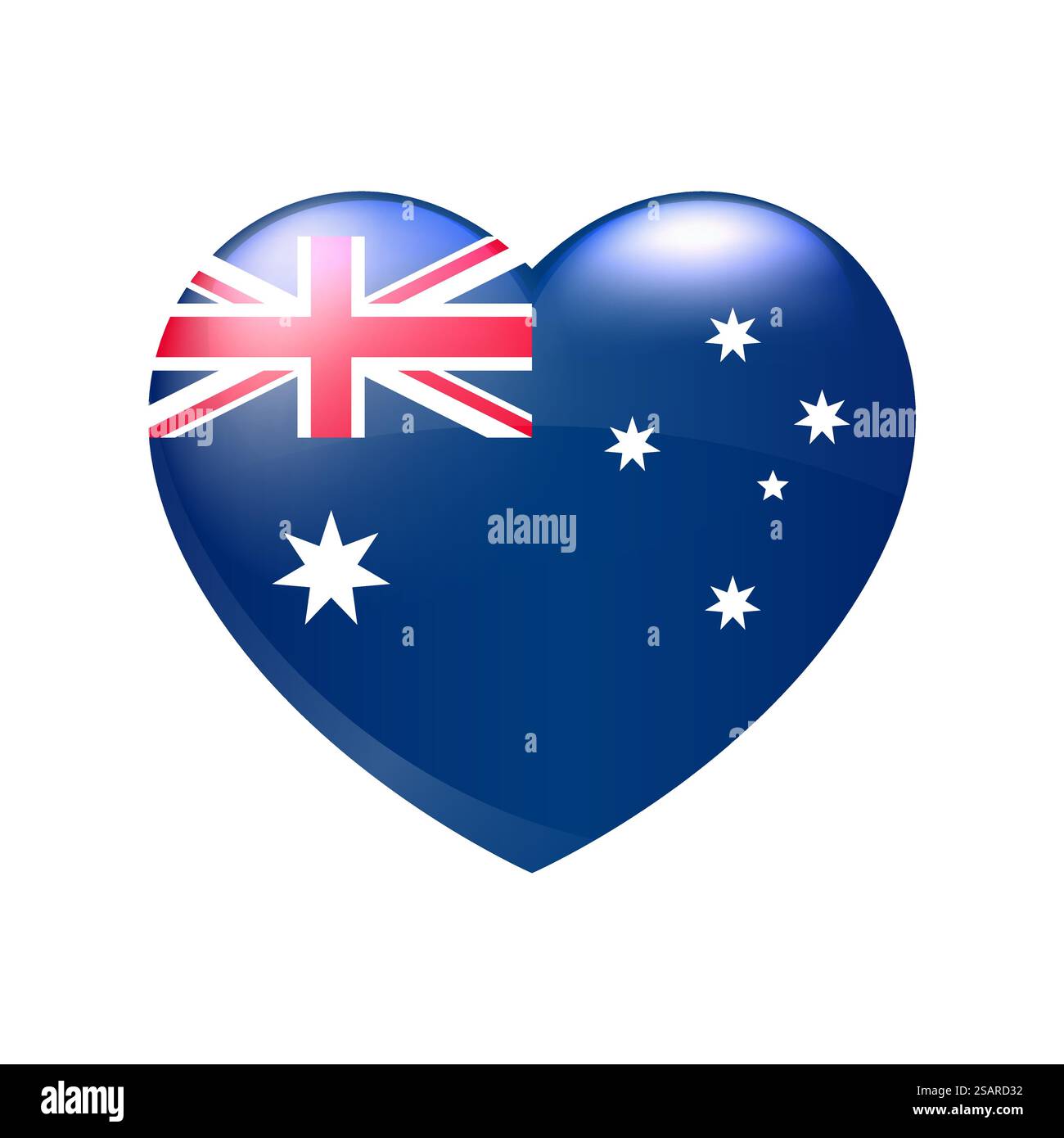 Vector Australia Flag Heart icône. Emblème australien brillant. Symbole de l'amour du pays. Illustration isolée eps10 Illustration de Vecteur