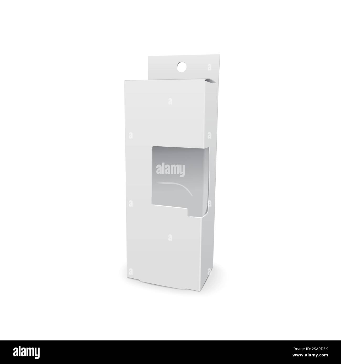 Boîte en carton avec une fenêtre en plastique transparent Illustration de Vecteur