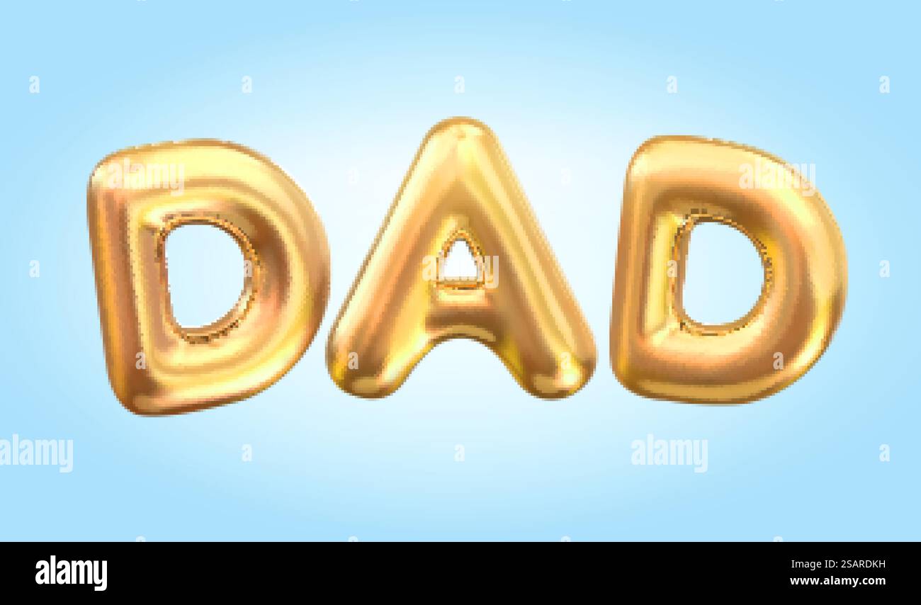 conception de police de ballon 3d. Lettres majuscules dorées de papa écrites dans des ballons réalistes. conception de police de ballon 3d. Illustration de Vecteur