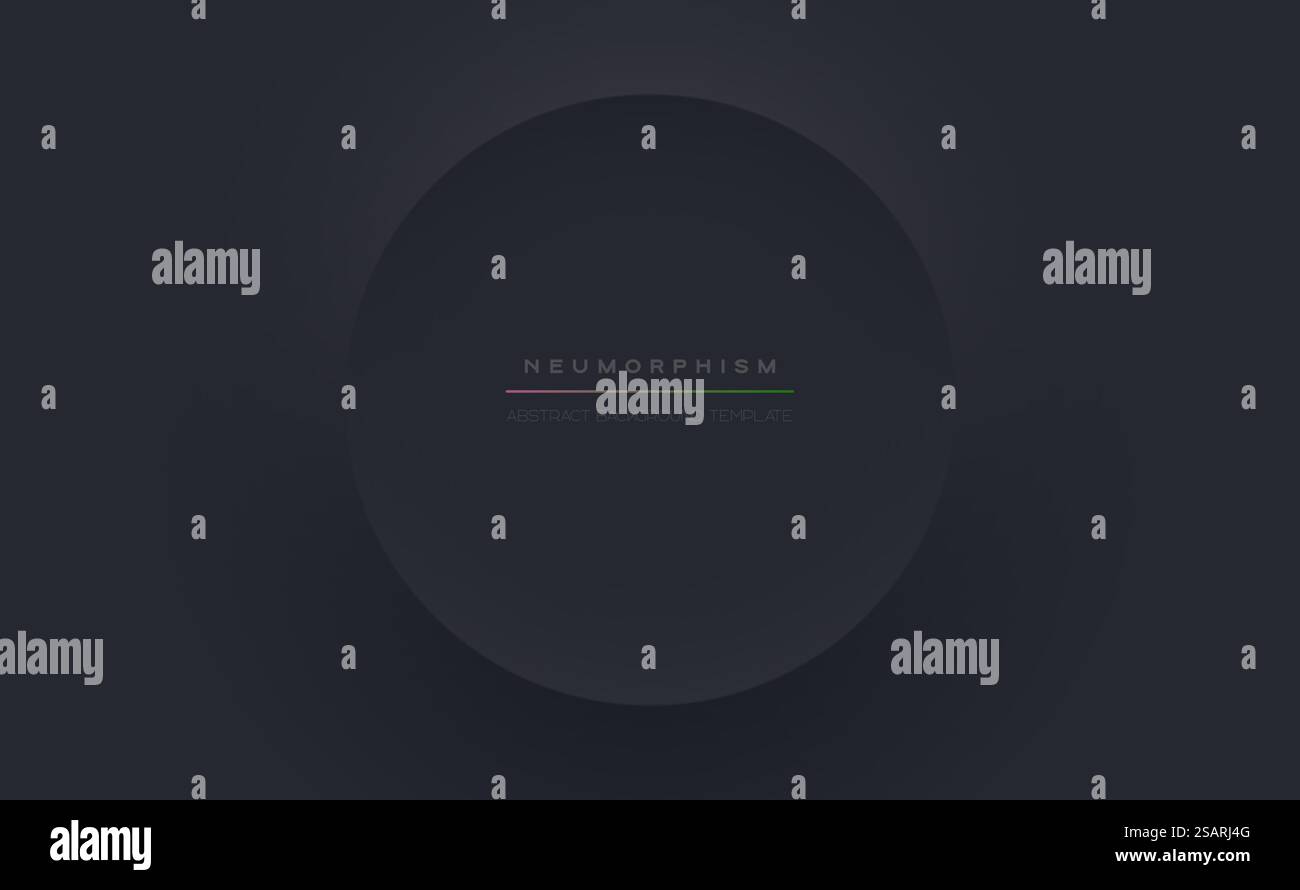Bannière vectorielle de style neutre minimal noir. Fond de cercle futuriste. Conception de l'interface UX Neumorphic UI Illustration de Vecteur