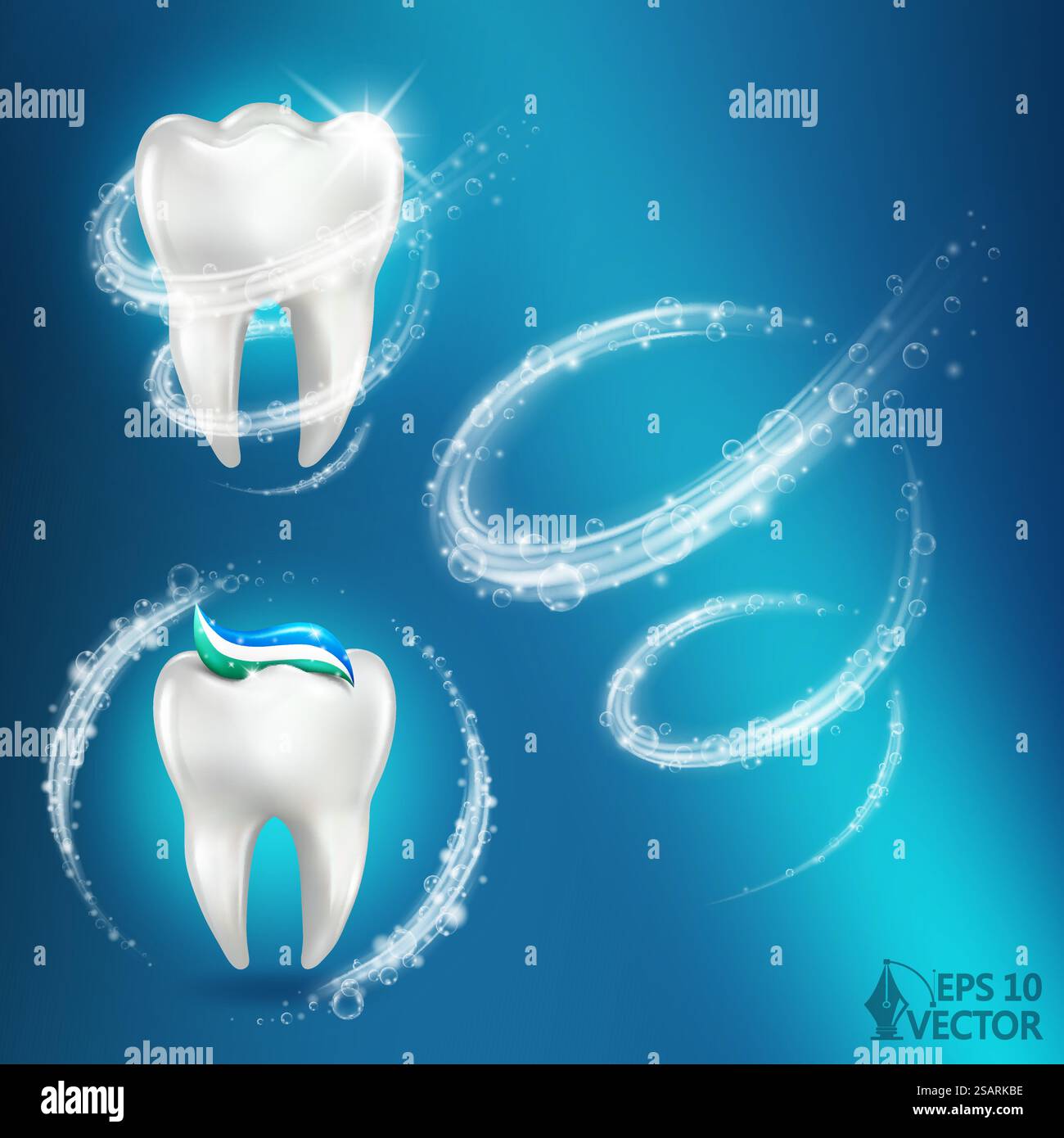 3d vecteur réaliste dent brillante saine. Mousse vortex autour de la dent blanche et du dentifrice à la menthe. Illustration de soins dentaires, de protection et de blanchiment. vecteur réaliste 3d dent brillante saine. Mousse vortex autour de la dent blanche et du dentifrice à la menthe. Illustration de soins dentaires, de protection et de blanchiment Illustration de Vecteur