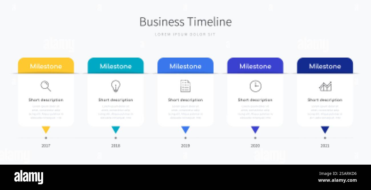 Business Timeline infographie conception pour la présentation de bureau avec des icônes. Infographies chronologiques de l'entreprise Illustration de Vecteur