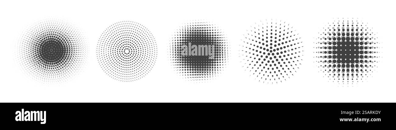 Cercles en pointillés abstraits modernes. Points sur fond rond. Cadres de superposition pointillés vectoriels pour affiche, bannière Illustration de Vecteur
