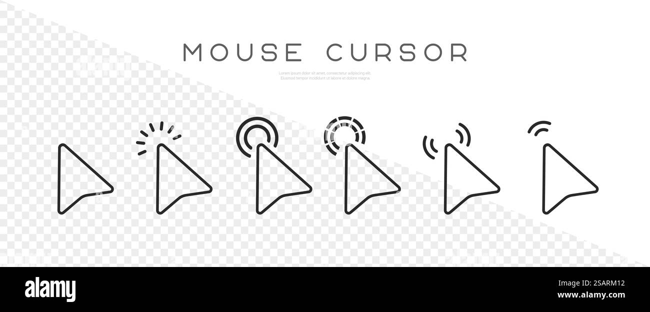 Cliquez sur l'icône avec le curseur de la souris. Pointeur Web défini. Cliquez sur la collection de curseur de flèche. Illustration vectorielle Illustration de Vecteur