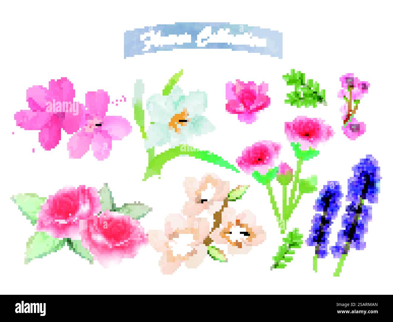 Eléments d'aquarelle de fleurs Illustration de Vecteur