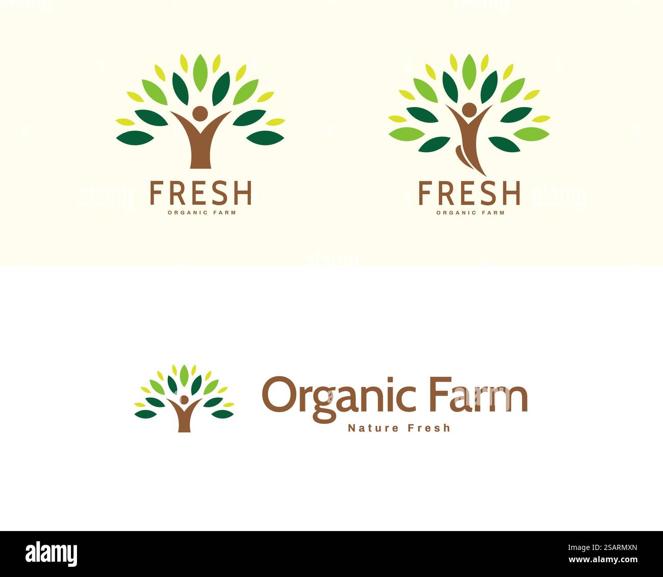 Logo homme-nature dans un design plat minimal, concept de vie verte, mode de vie sain et agriculture biologique. Ensemble de logo de production biologique Illustration de Vecteur