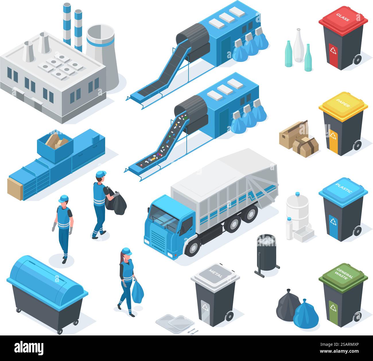 Recyclage isométrique des déchets, usine d'ordures, camion, environnement d'enfouissement industriel. Ensemble d'illustration vectorielle de recyclage des ordures, de poubelle et de scavengers. Recyclage des déchets déchets déchets isométrique. Recyclage isométrique des déchets, usine d'ordures, camion, environnement d'enfouissement industriel. Ensemble d'illustration vectorielle de recyclage des ordures, de poubelle et de scavengers. Recyclage des déchets Illustration de Vecteur