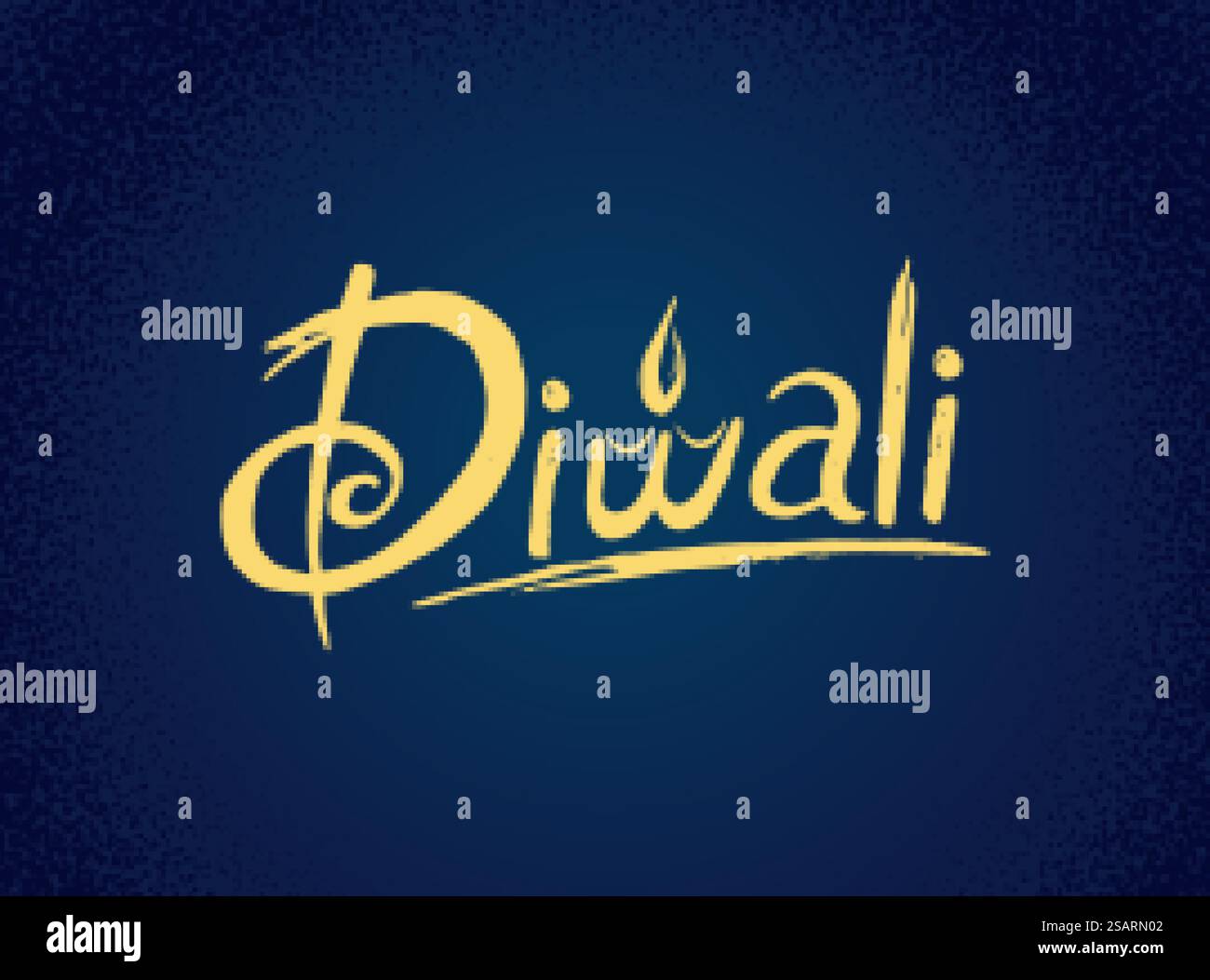 Conception de calligraphie Diwali avec lumière de lampe à huile sur fond bleu. Conception de calligraphie Diwali Illustration de Vecteur