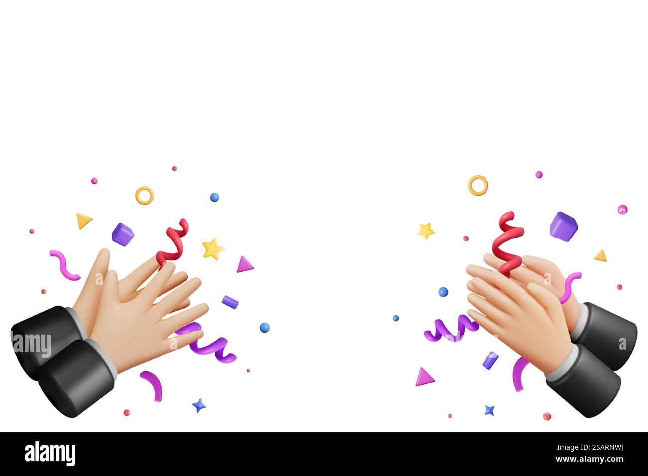 Mains humaines 3D applaudissant isolé sur blanc. Render Cartoon Applaud Hands bannière. Icône mouvement de frottement ou d'appui. Gestes, félicitations, appréciation ou excitation. Illustration vectorielle. Mains humaines 3D applaudissant isolé sur blanc Illustration de Vecteur